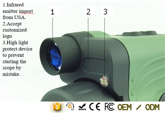 αδιάβροχο Monocular νυχτερινής όρασης IR μακροχρόνιας σειράς 2X24 4x50 6x30 με την τηλεοπτική λειτουργία